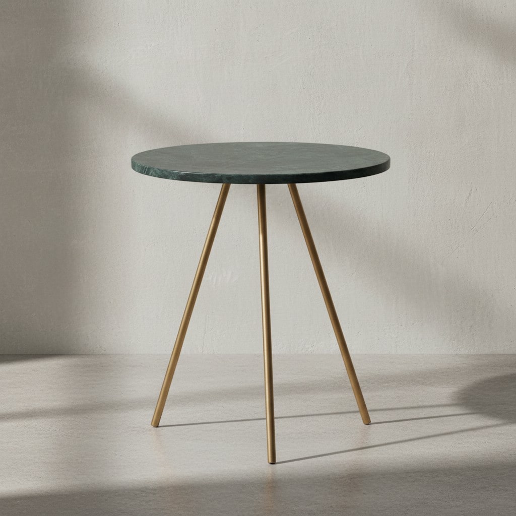 KADIMA DESIGN Beistelltisch aus echtem Marmor, Green & Gold Design, Robuste Metallbeine, 38x38x44 cm