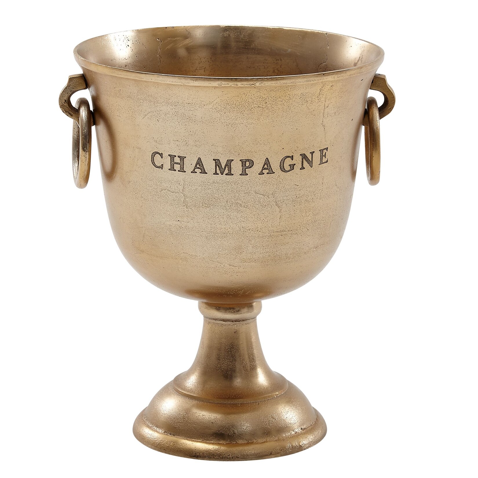 Champagnerkühler ALBEGNA: Modernes Design, Aluminium, 2 Flaschen, silber-/goldfarben, Ringgriffe.