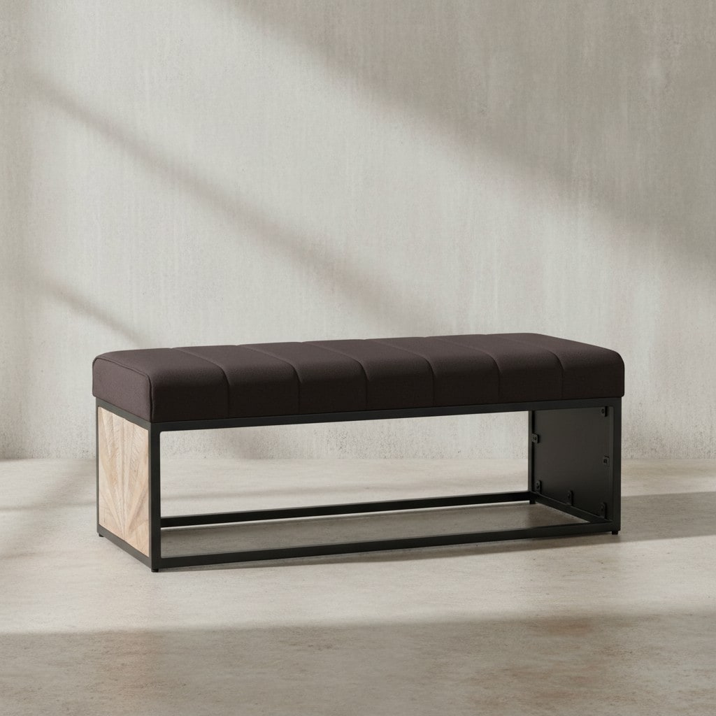 KADIMA DESIGN Vintage-Sitzbank, Retro-Look, Metallgestell, Rillenmuster, Platzsparend 