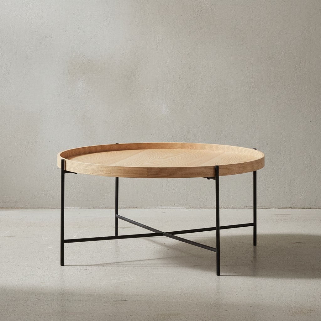 KADIMA DESIGN Couchtisch, Moderner Holztisch mit Eichenholz Furnier und stabilen Metallgestell, Elegantes, zeitloses Design