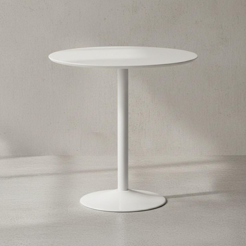 KADIMA DESIGN Moderner Hochglanz Esstisch für 2 Personen, Trompetenförmiges Standbein, Weiß, 75x75x74 cm
