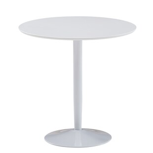 KADIMA DESIGN Moderner Hochglanz Esstisch für 2 Personen, Trompetenförmiges Standbein, Weiß, 75x75x74 cm 