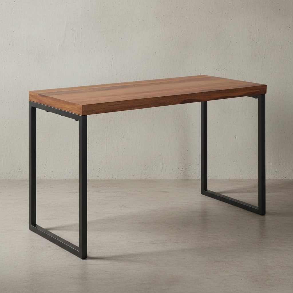 KADIMA DESIGN Industrie Schreibtisch, Sheesham-Massivholz/Metall, Handgefertigt, Materialmix