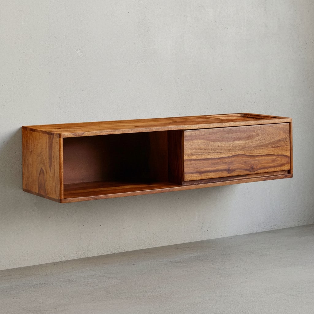 KADIMA DESIGN Sheesham TV-Kommode, bis 50 Zoll, Schublade, offenes Fach, Einfache Reinigung