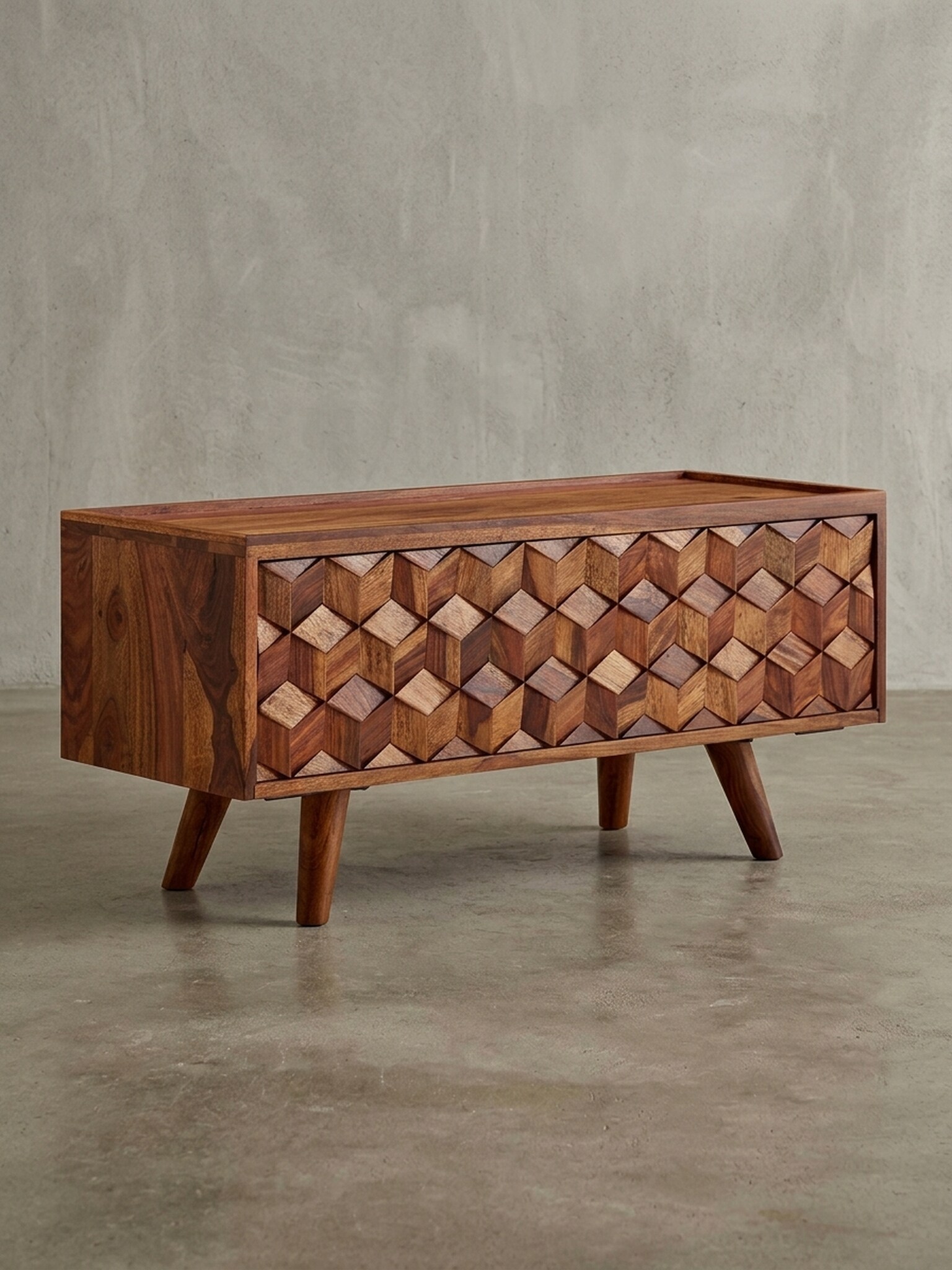 KADIMA DESIGN TV-Kommode "Oasis", Sheesham-Massivholz, bis 50-Zoll, Kabeldurchlass, Langlebig 