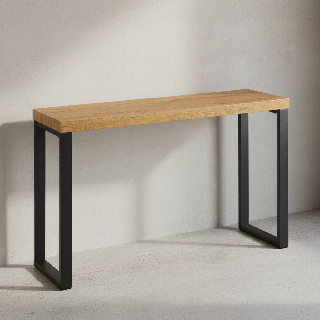 KADIMA DESIGN Konsolentisch in modernem Design, Eiche-Optik, Große Ablagefläche