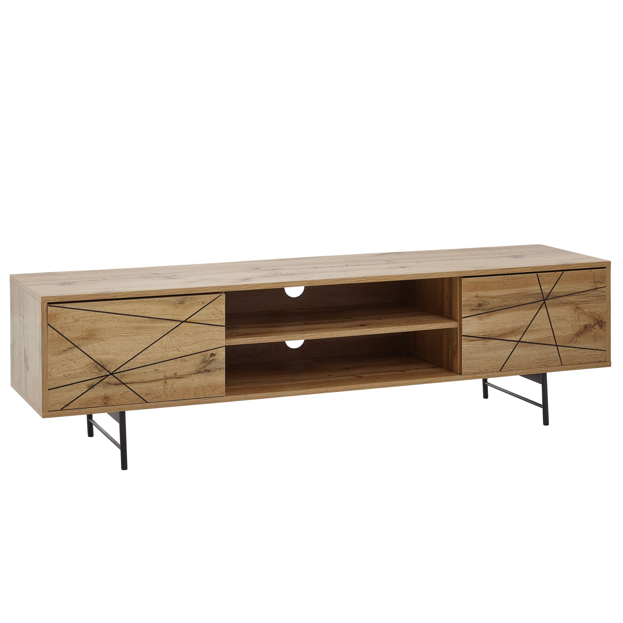 KADIMA DESIGN Eiche TV-Unterschrank, Modernes Linienmuster, 160cm Breit, Robuste Materialien 