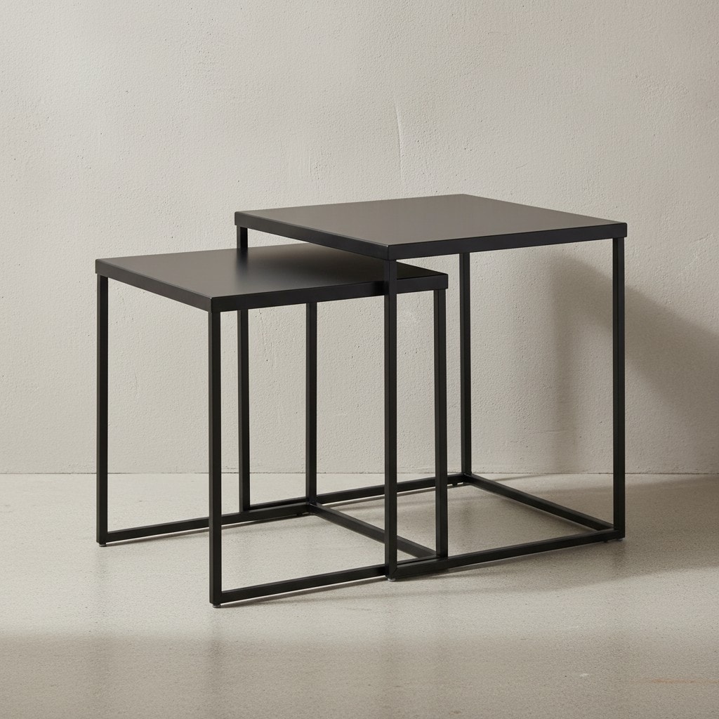 KADIMA DESIGN 2er Set Beistelltische, Industriestil, Stahlkonstruktion, Anti-Rutsch 