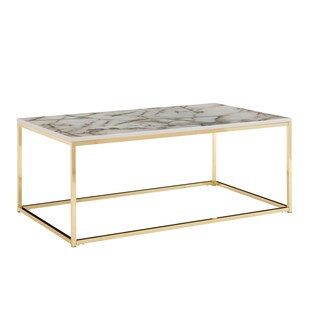 KADIMA DESIGN Couchtisch in Marmor-Optik mit Metallbeine, rechteckig, 100x60x40 cm - Serie MARBRIX 