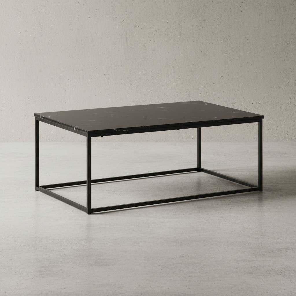 KADIMA DESIGN Couchtisch in Marmor-Optik mit Metallbeine, rechteckig, 100x60x40 cm - Serie MARBRIX