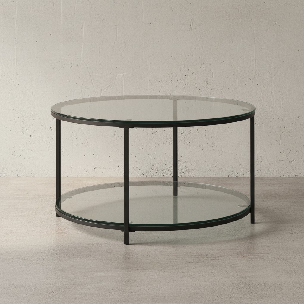 KADIMA DESIGN Couchtisch TREBBIA: Glas-Metall Mix, 2 Ablagen, 80x80x45 cm, Marmoroptik, stabil. 