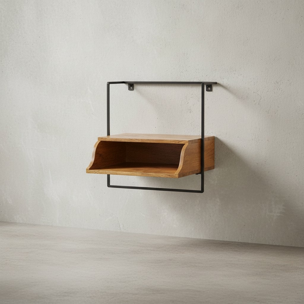 KADIMA DESIGN Wandkonsole, Mango-Holz, Industrial-Stil, 44x45x35cm, Boxspringbetten 