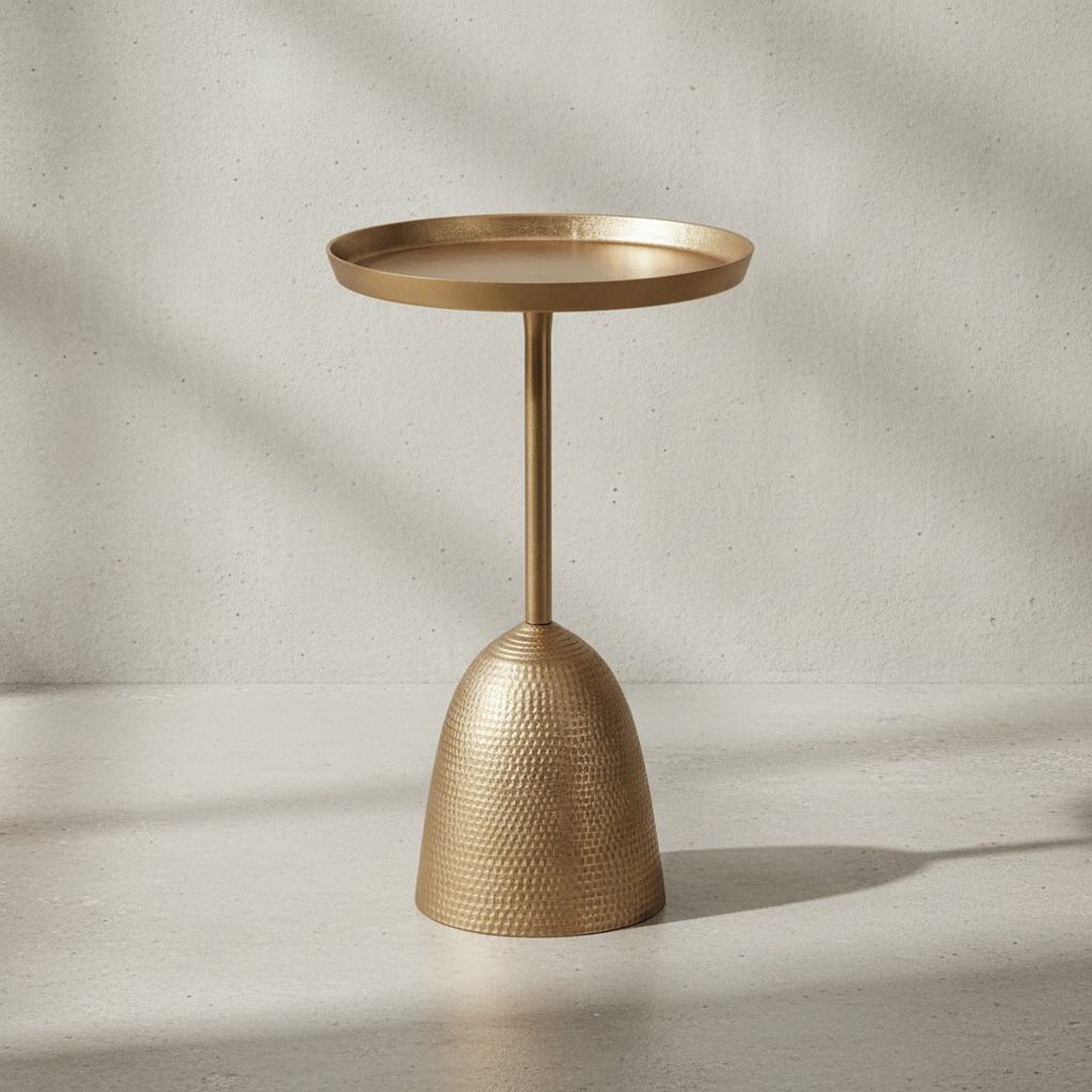 KADIMA DESIGN Runder Beistelltisch in Mattgold, lackiertes Aluminium, 33x33x53 cm