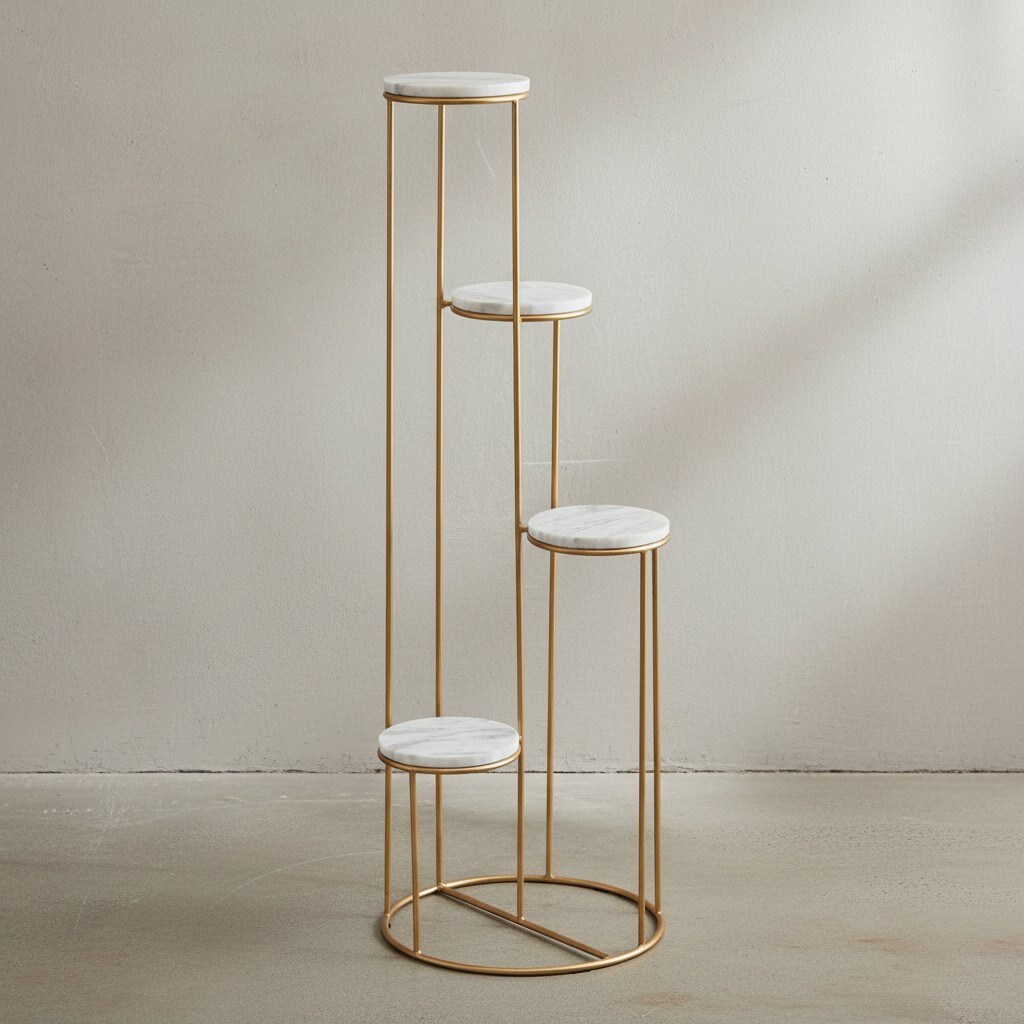 KADIMA DESIGN Blumenständer aus echtem Marmor, Eleganter Pflanzenständer für Wohnzimmer und Dekoration