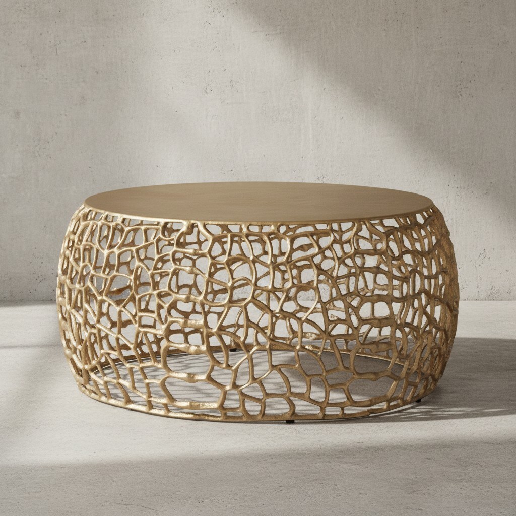 KADIMA DESIGN Couchtisch ASTLUX: Aststruktur, lackiertes Aluminium, handgefertigt, Anti-Rutsch-Noppen, Ablagefl&auml;che. 