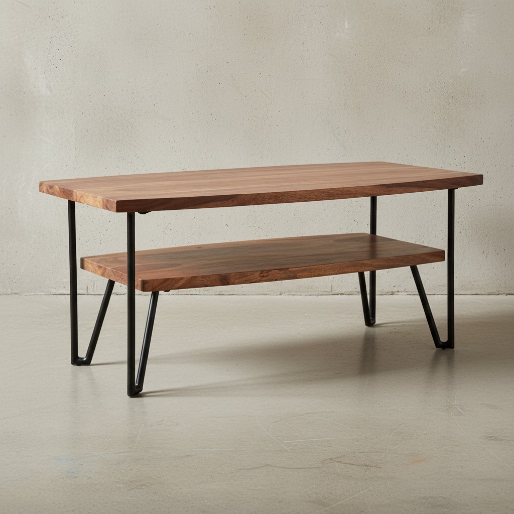 KADIMA DESIGN Couchtisch im Industrial-Style aus Sheesham Massivholz und Metall, 90x50x40 cm – KADIMA DESIGN
