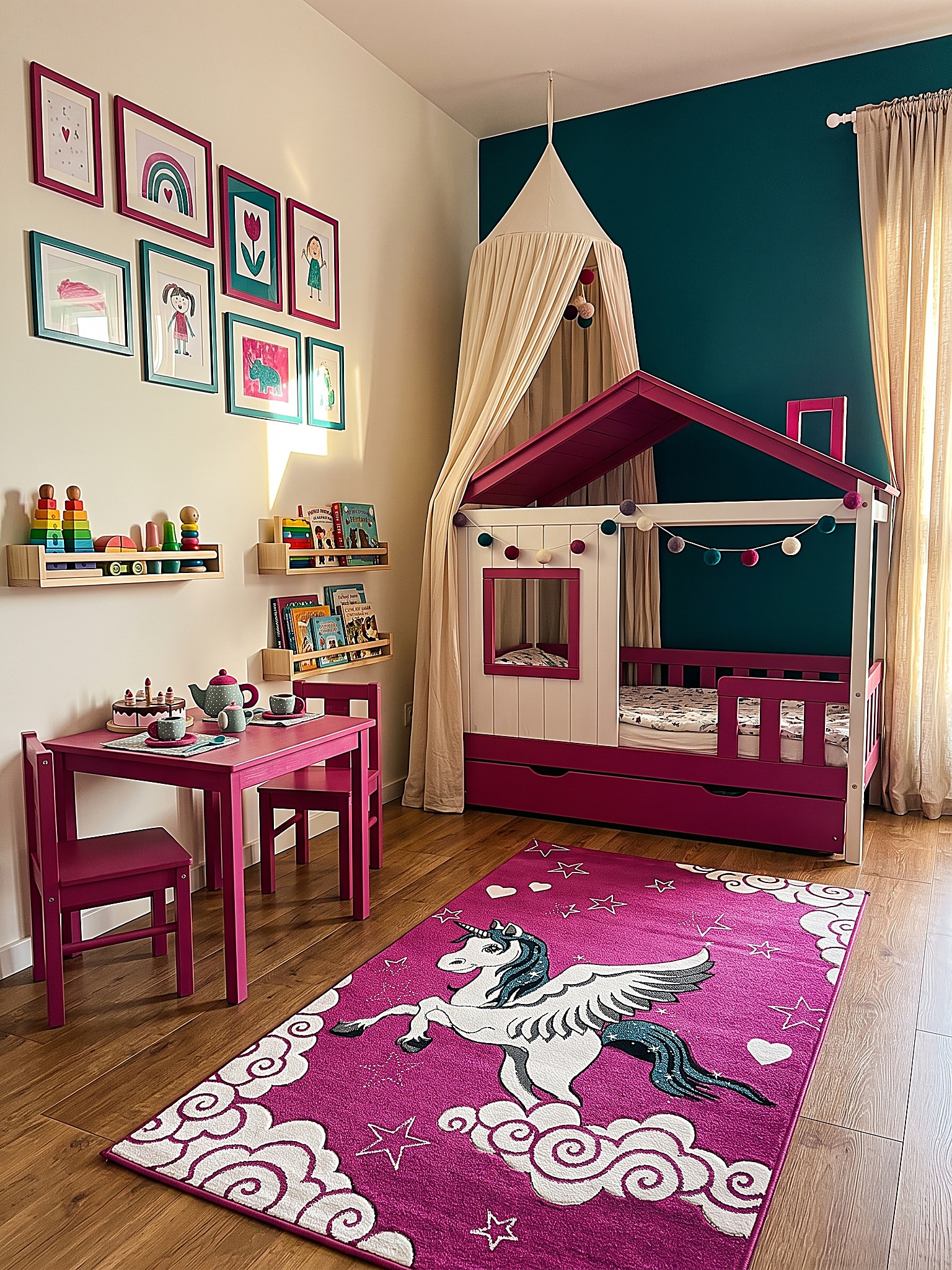 Kinderteppich Pflegeleicht Fuchsia 80x150 cm - CASOLA | Kadima Design 