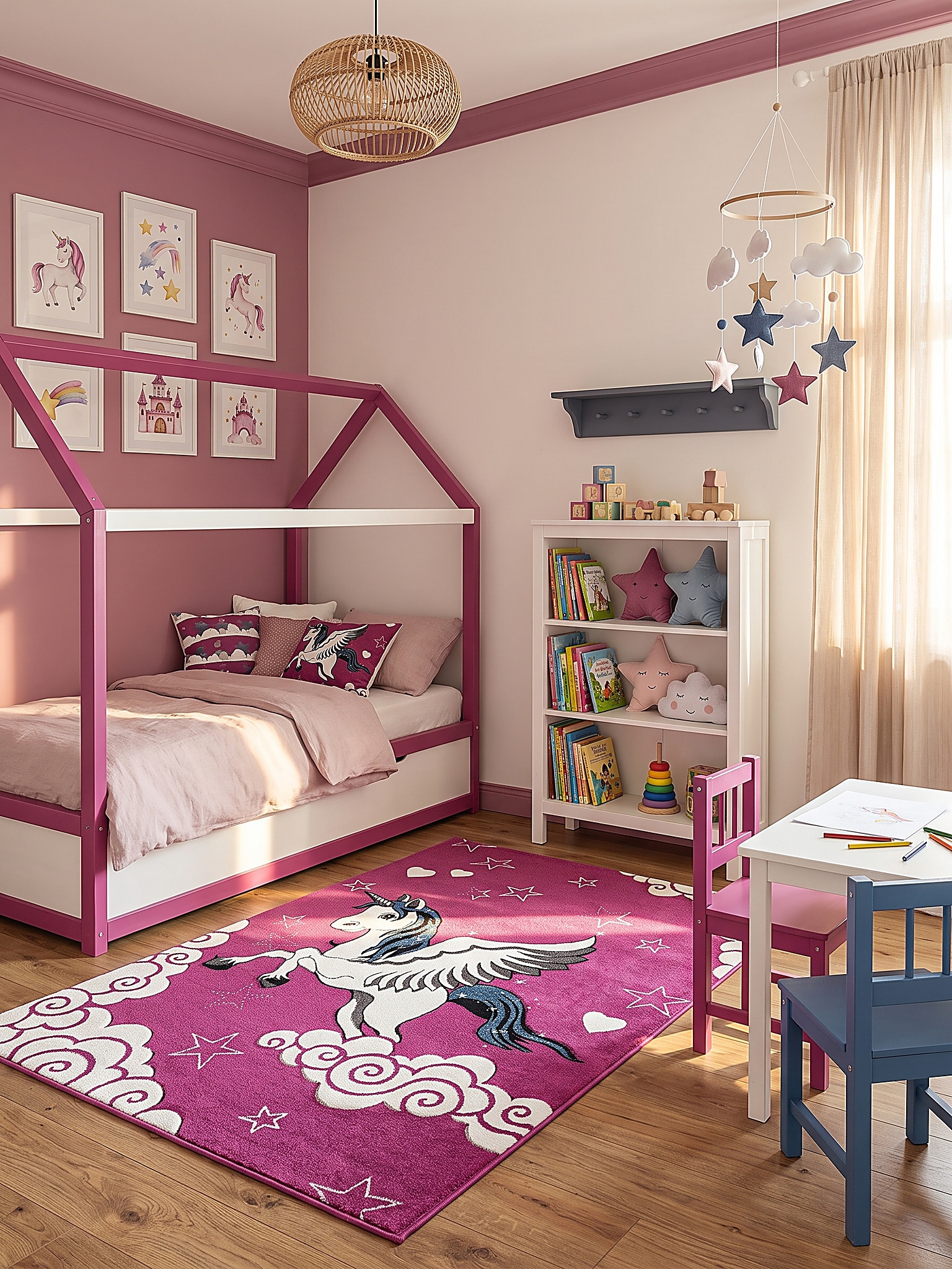 Kinderteppich Pflegeleicht Fuchsia 160x230 cm - CASOLA | Kadima Design 