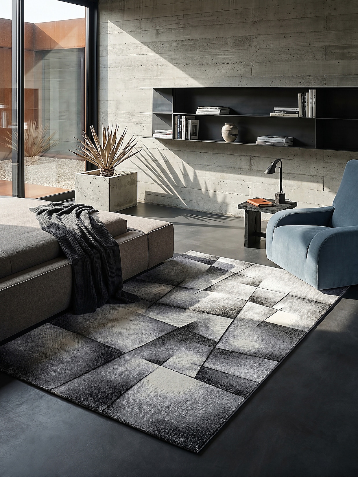 Teppich Polypropylen Anthrazit 120x170 cm - BIENO Kadima Design
