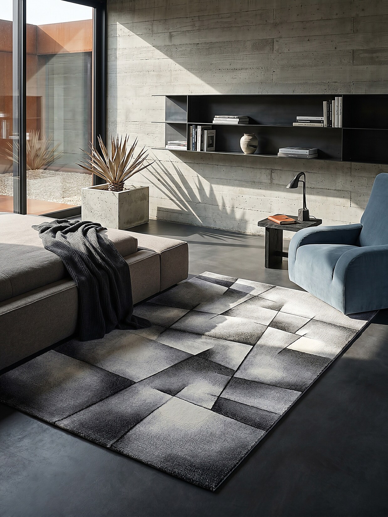 Teppich Polypropylen Anthrazit 160x230 cm - BIENO Kadima Design