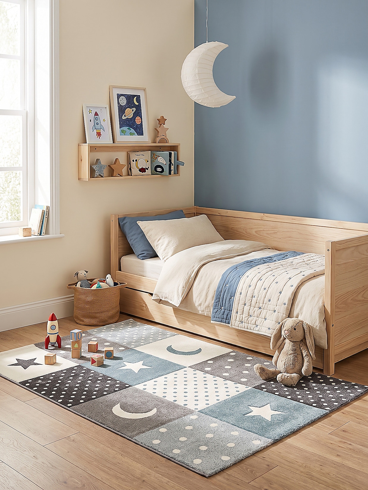 Kinderteppich Pflegeleicht Blau 80x150 cm - IDRO Kadima Design