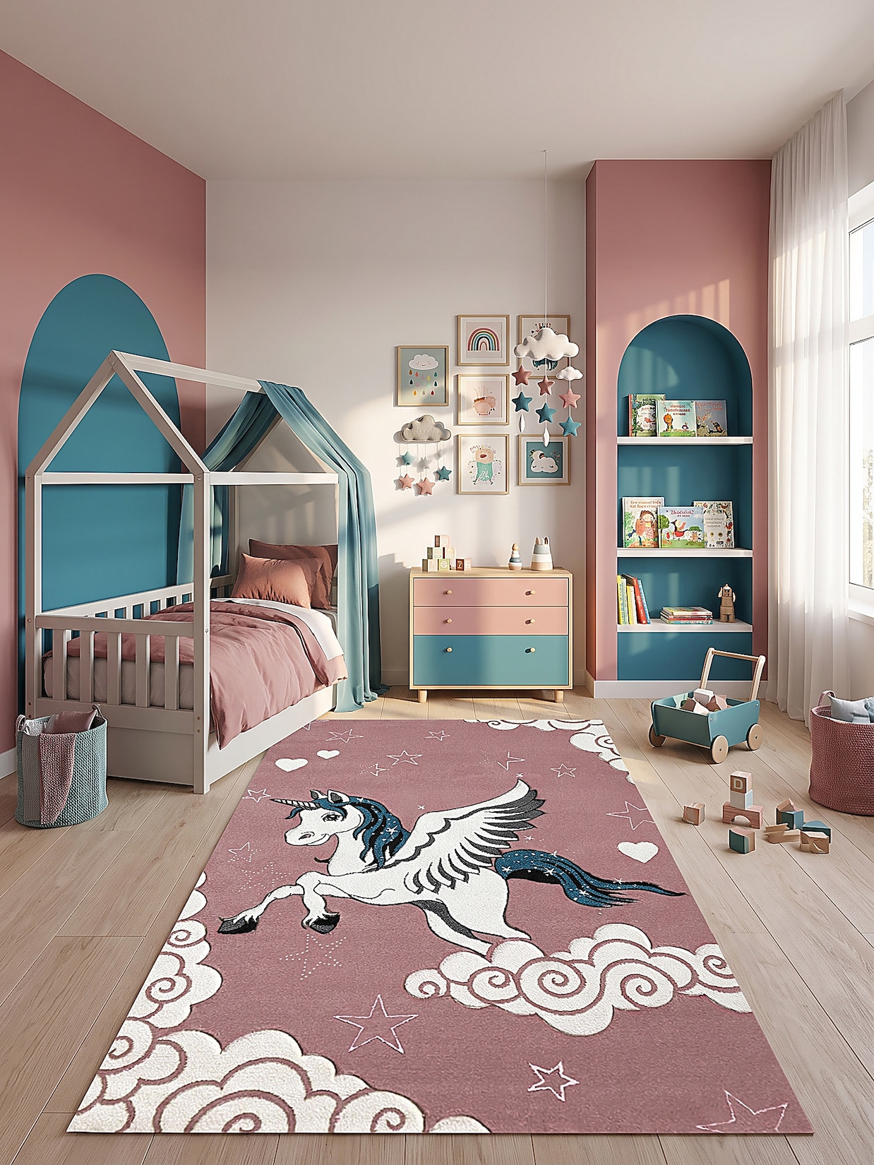 Kinderteppich Pflegeleicht Pink 80x150 cm - IDRO Kadima Design