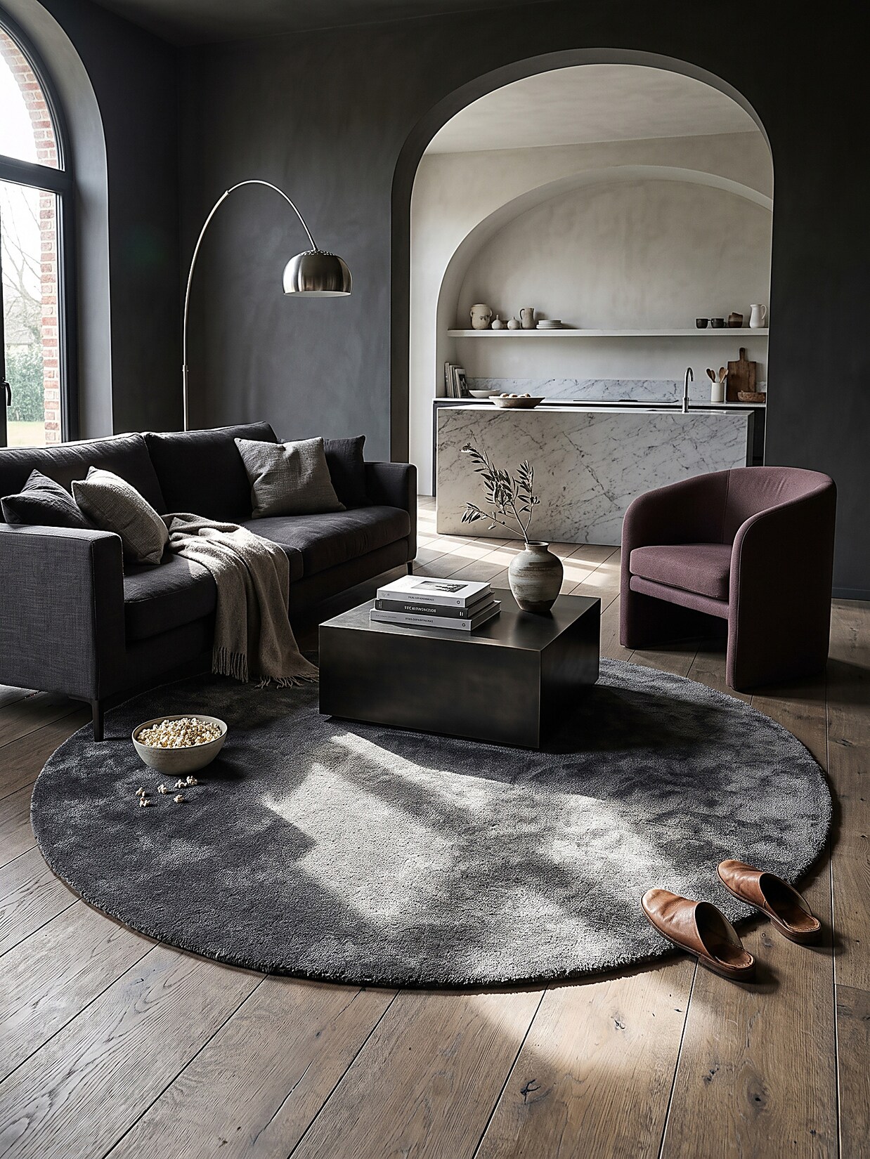 Teppich Antirutsch Anthrazit 120x120 cm - ALDAN Kadima Design