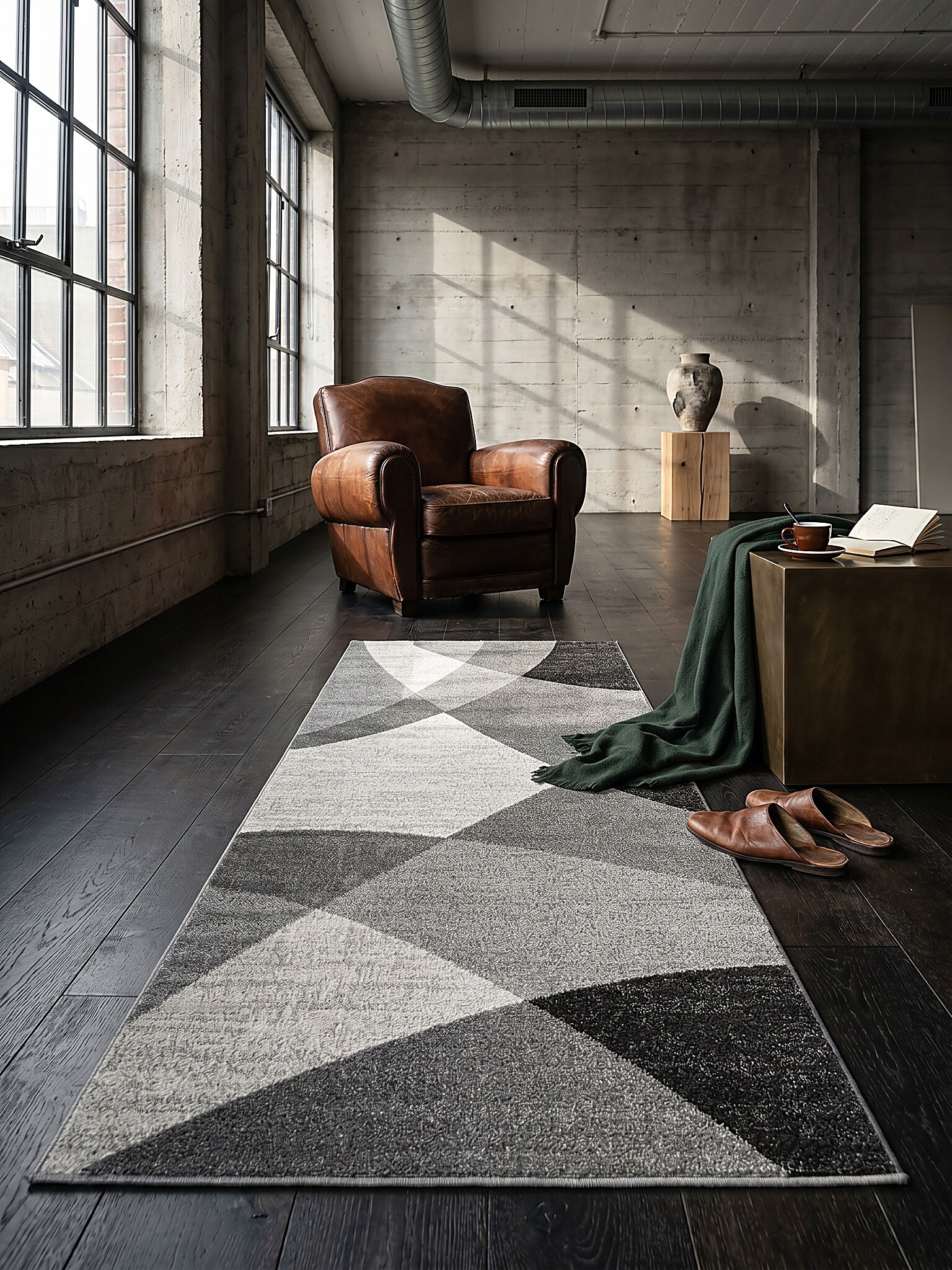 Niederflor-L&auml;ufer Pflegeleicht Grau 80x140 cm - THUR | Kadima Design 