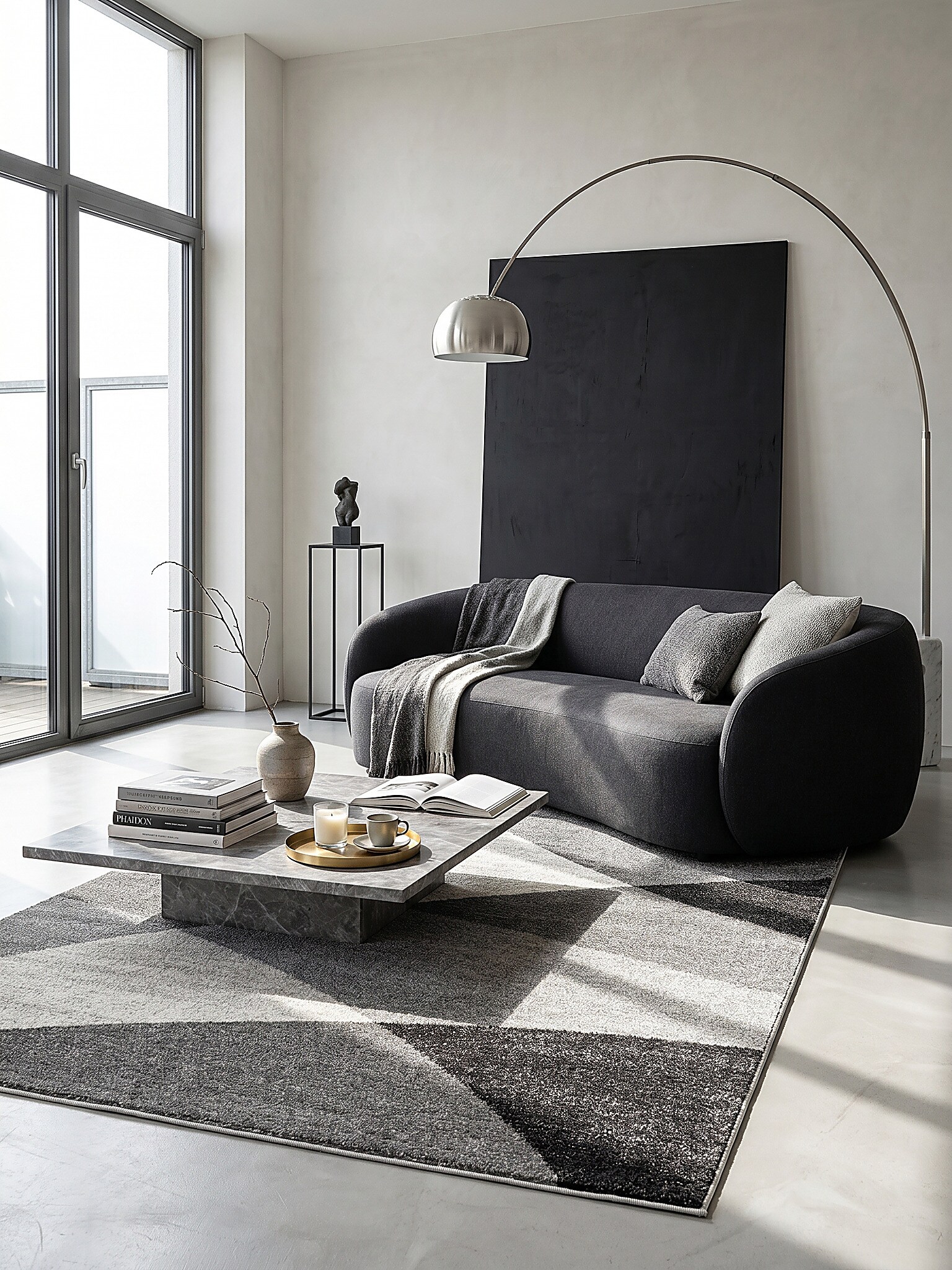 Niederflor-L&auml;ufer Pflegeleicht Grau 80x140 cm - THUR | Kadima Design 