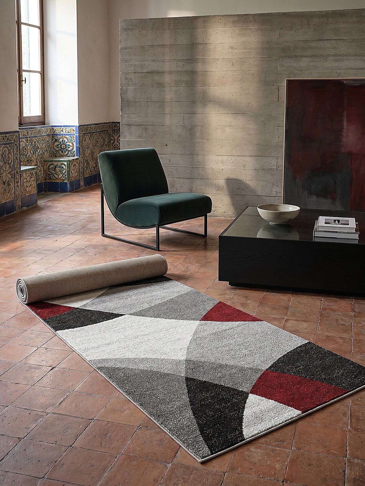 Niederflor-Läufer Pflegeleicht Grau 80x140 cm - THUR Kadima Design