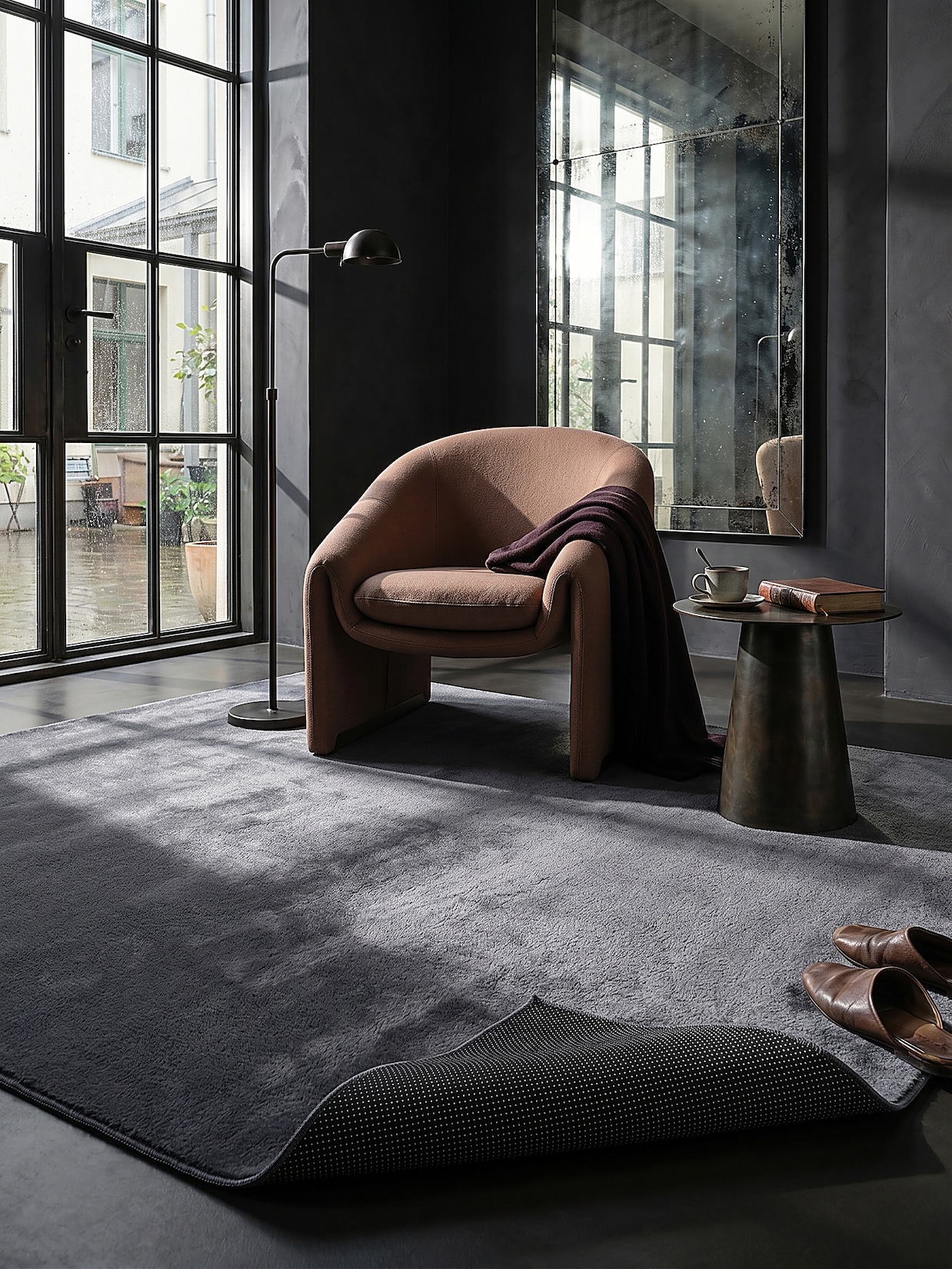 Teppich Antirutsch Anthrazit 200x280 cm - DOUBS Kadima Design