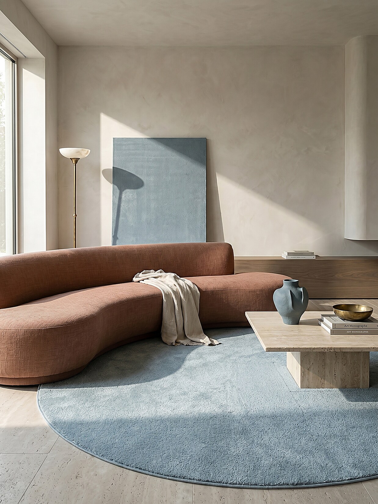Teppich Antirutsch Blau 160x160 cm - ALDAN Kadima Design