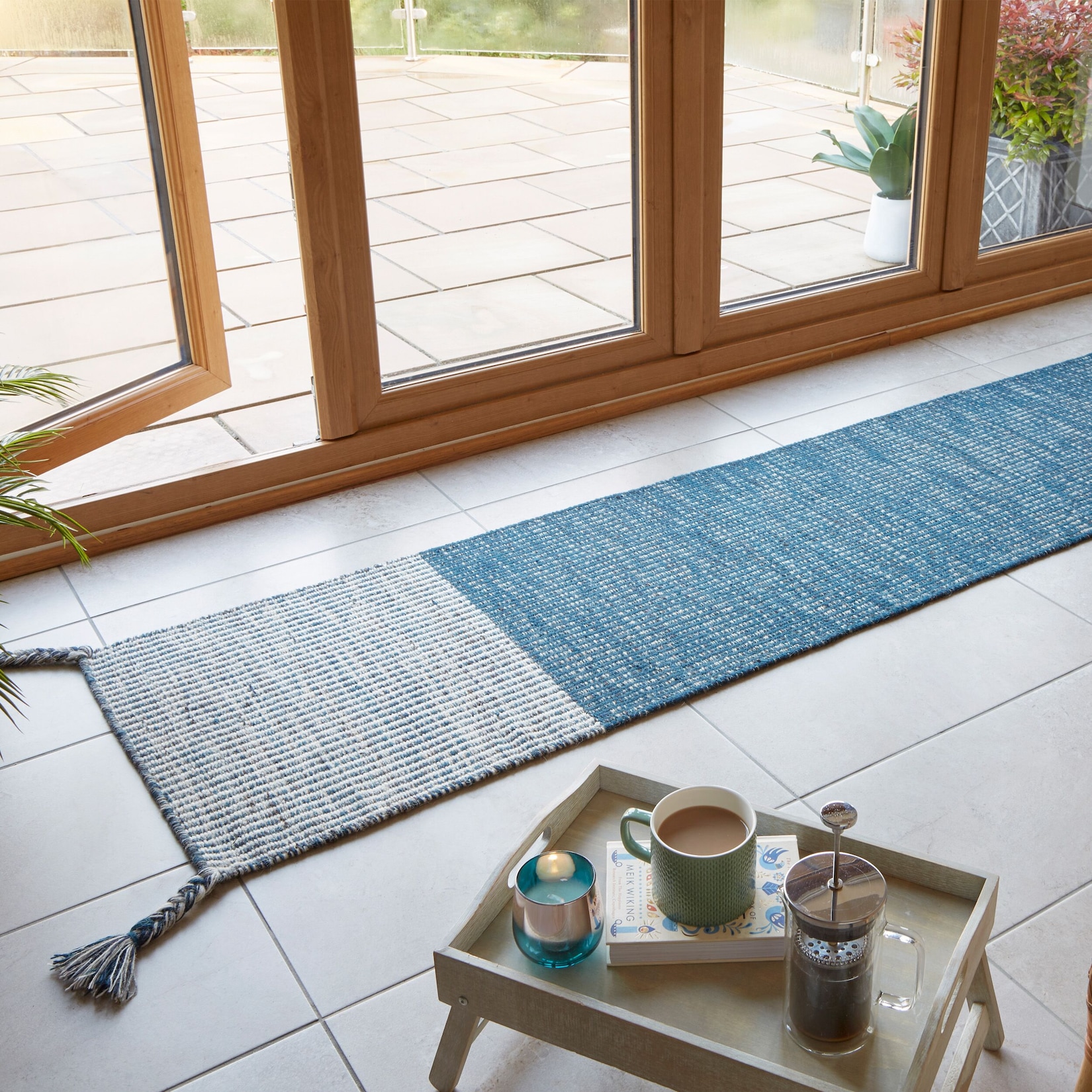 Läufer gestreift Blau 60 x 200 cm - BALA Kadima Design