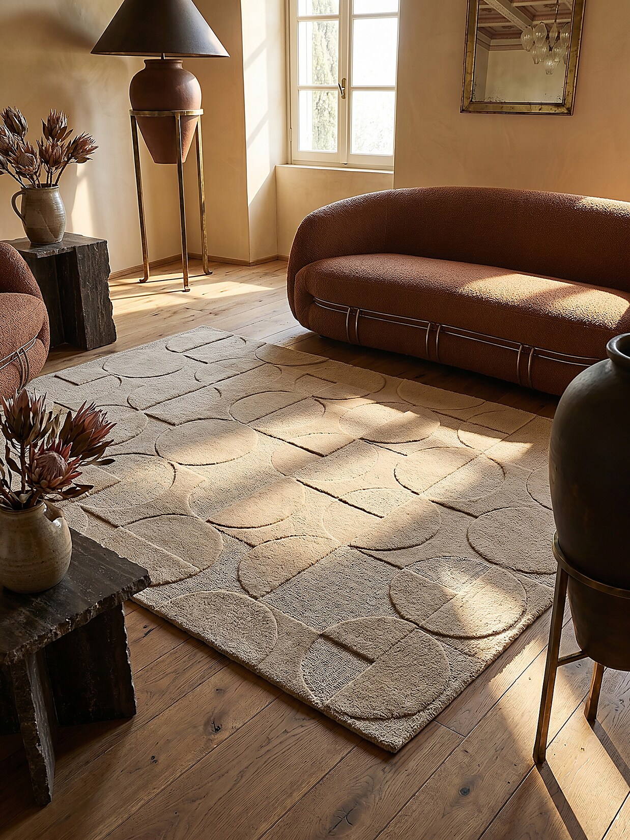 Wollteppich Kurzflor Natur 160 x 230 cm - DEBEN Kadima Design