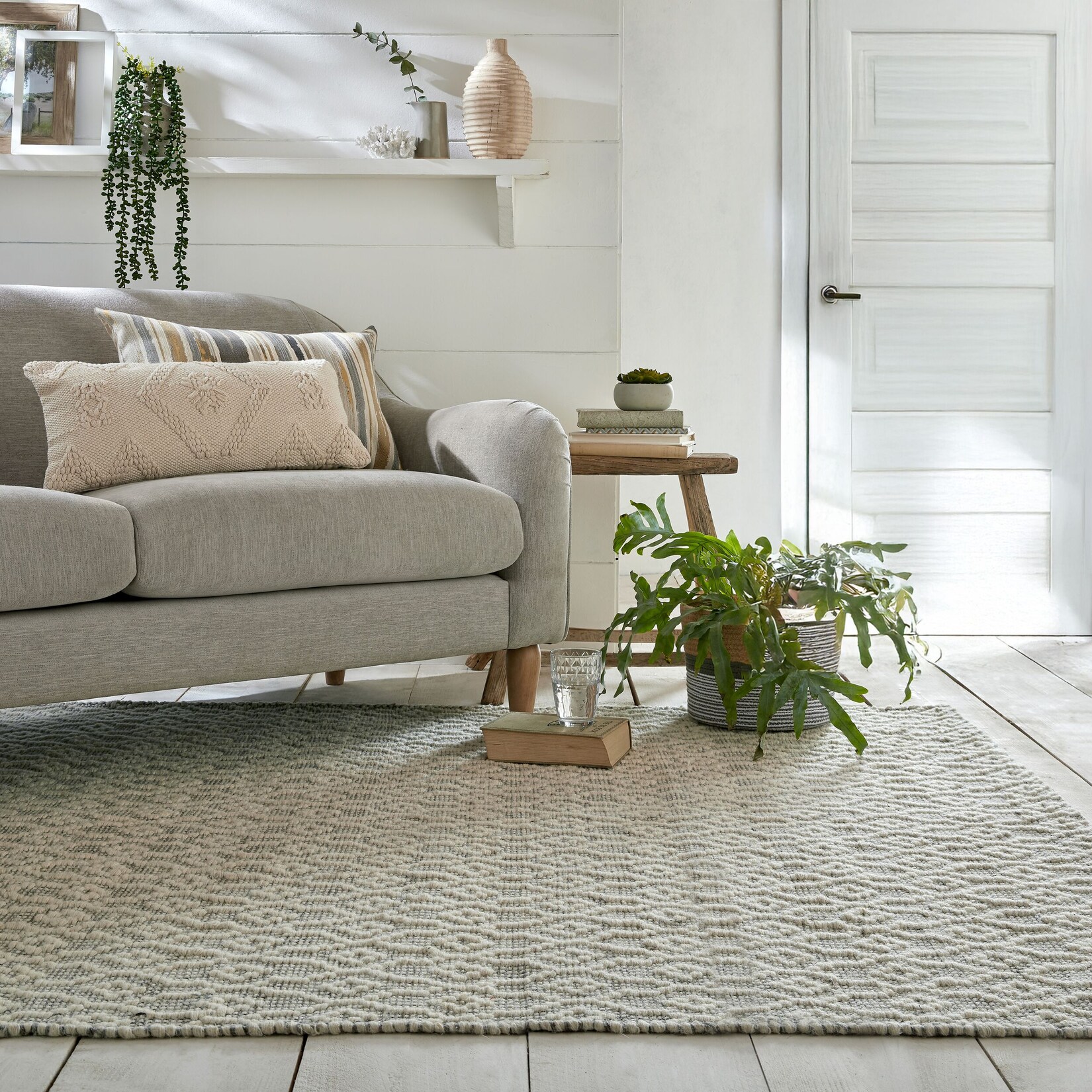 Wollteppich handgewebt Hellgrau 80 x 150 cm - ROTHER Kadima Design