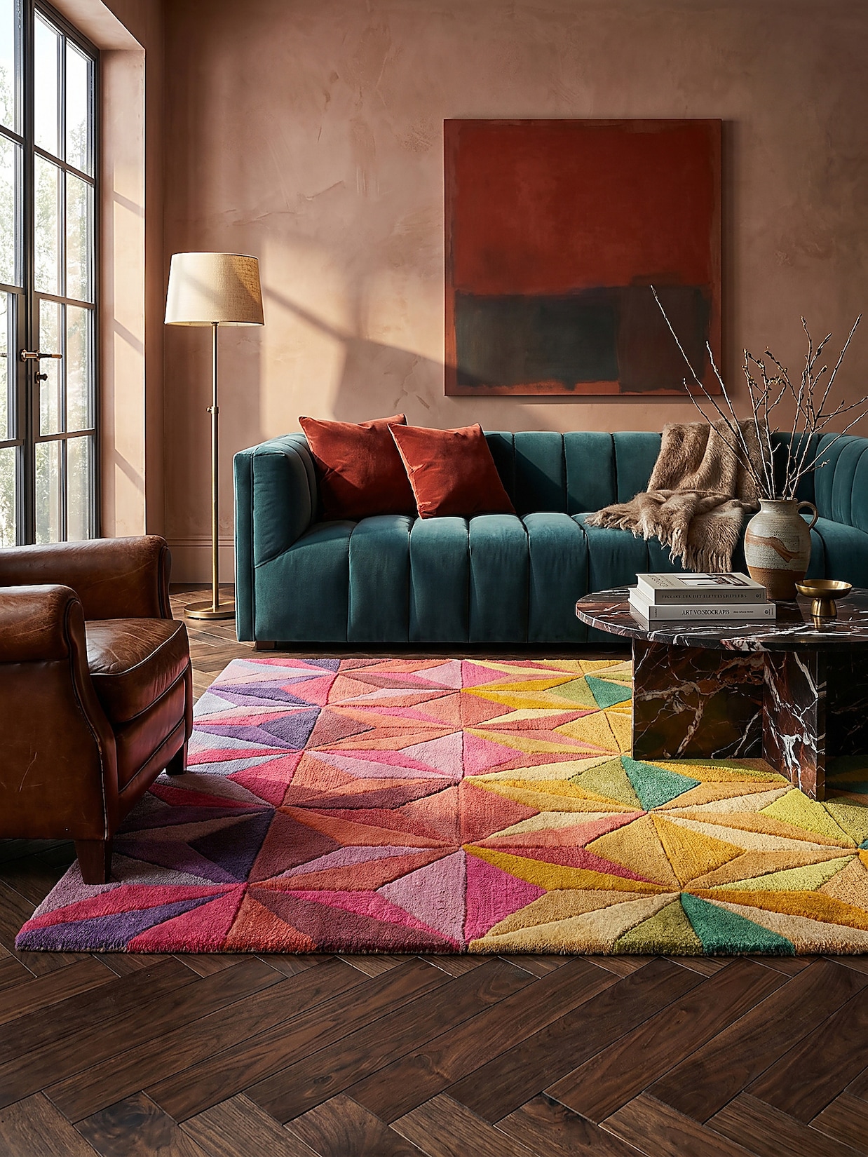 Wollteppich handgeschnitzt Bunt 160 x 230 cm - DERWENT Kadima Design