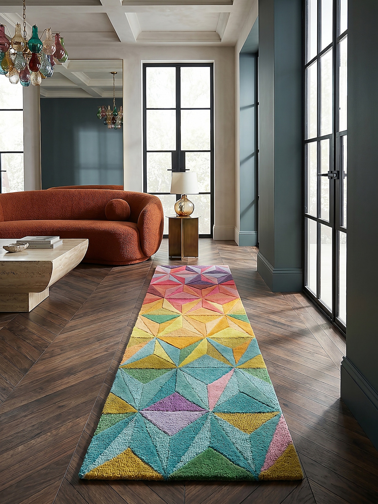 Läufer geometrisch Bunt 60 x 230 cm - DERWENT Kadima Design