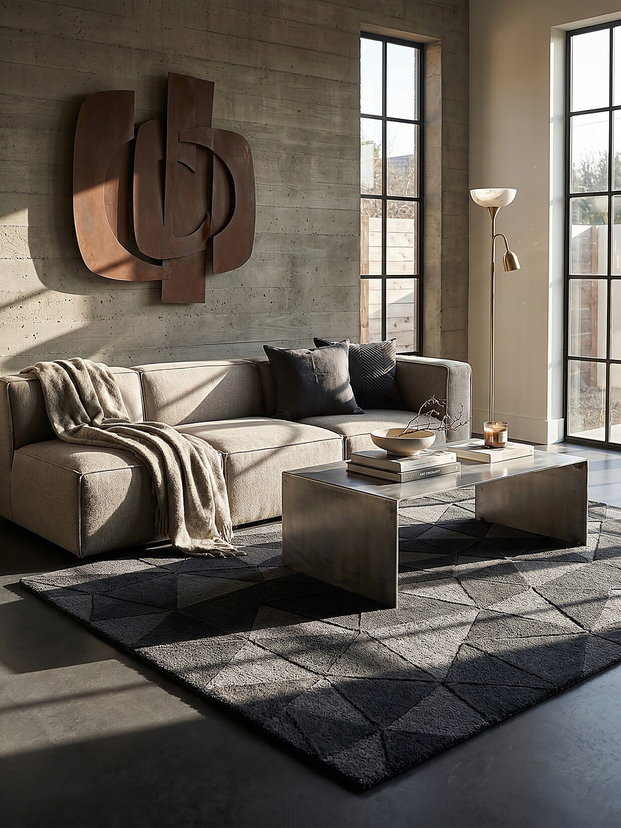 Wollteppich geometrisch Anthrazit 160 x 230 cm - DEBEN Kadima Design