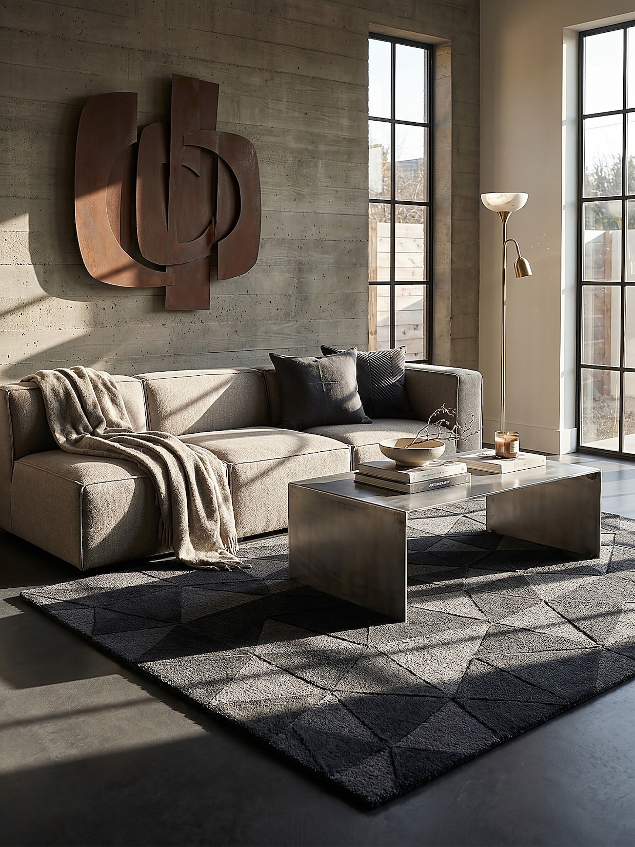 Wollteppich geometrisch Anthrazit 200 x 290 cm - DEBEN Kadima Design