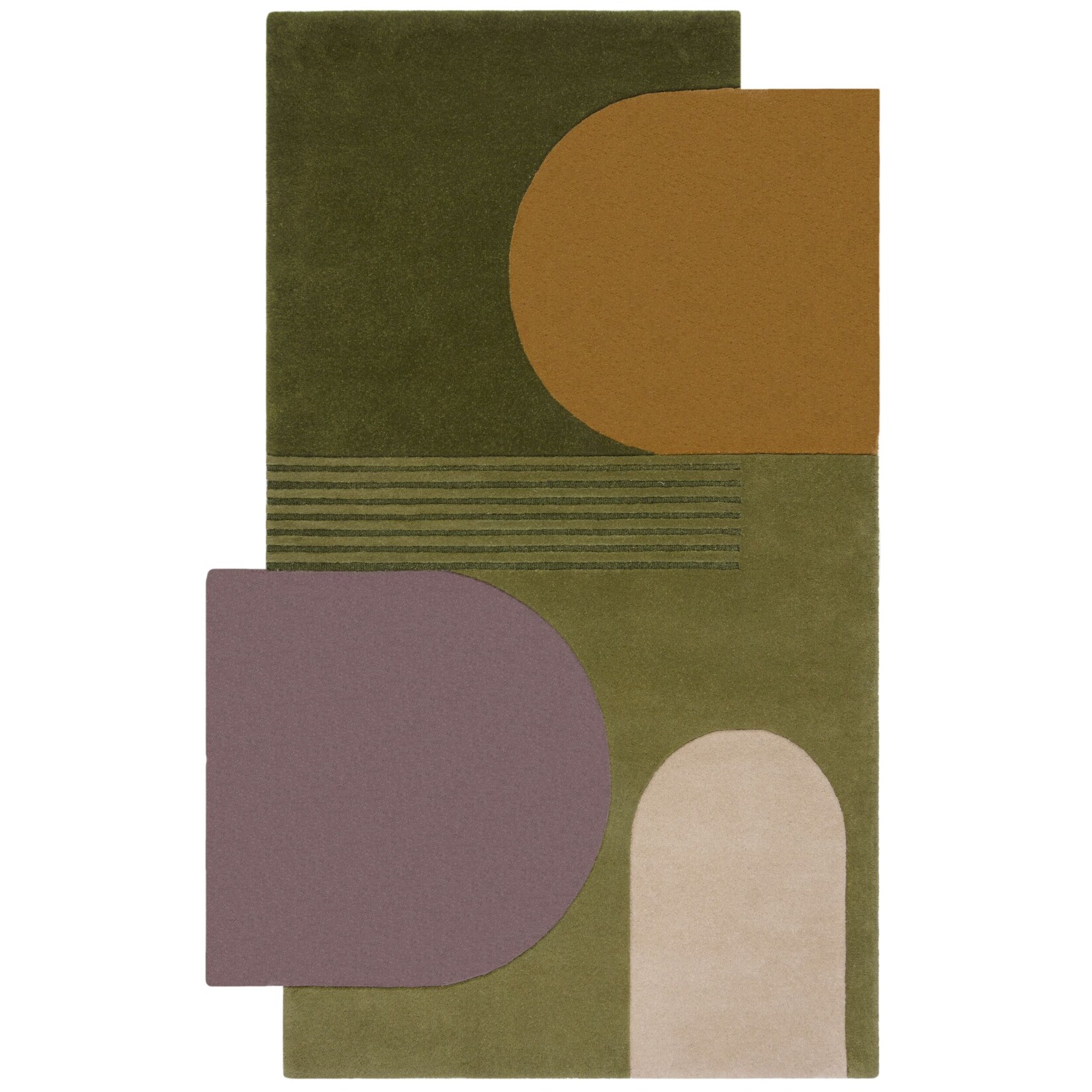 Wollteppich abstrakt Grün-Bunt 200 x 290 cm - HALLEIN Kadima Design