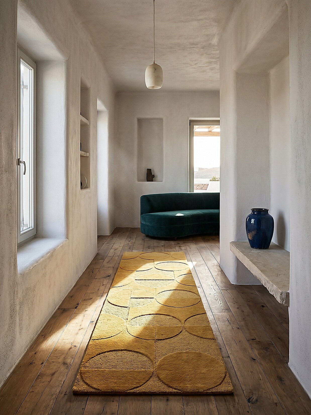 Läufer geometrisch Senfgelb 60 x 230 cm - DEBEN Kadima Design