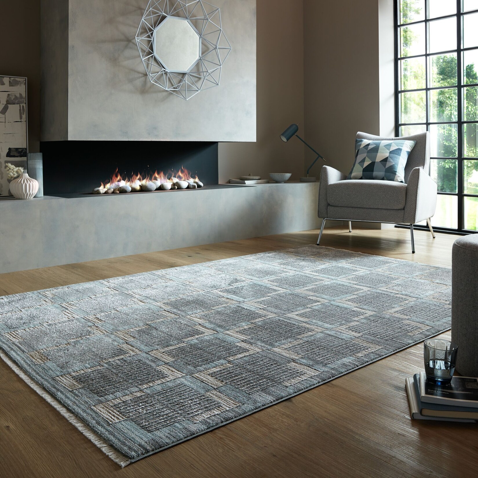 Teppich kariert Grau 160 x 240 cm - DALE Kadima Design