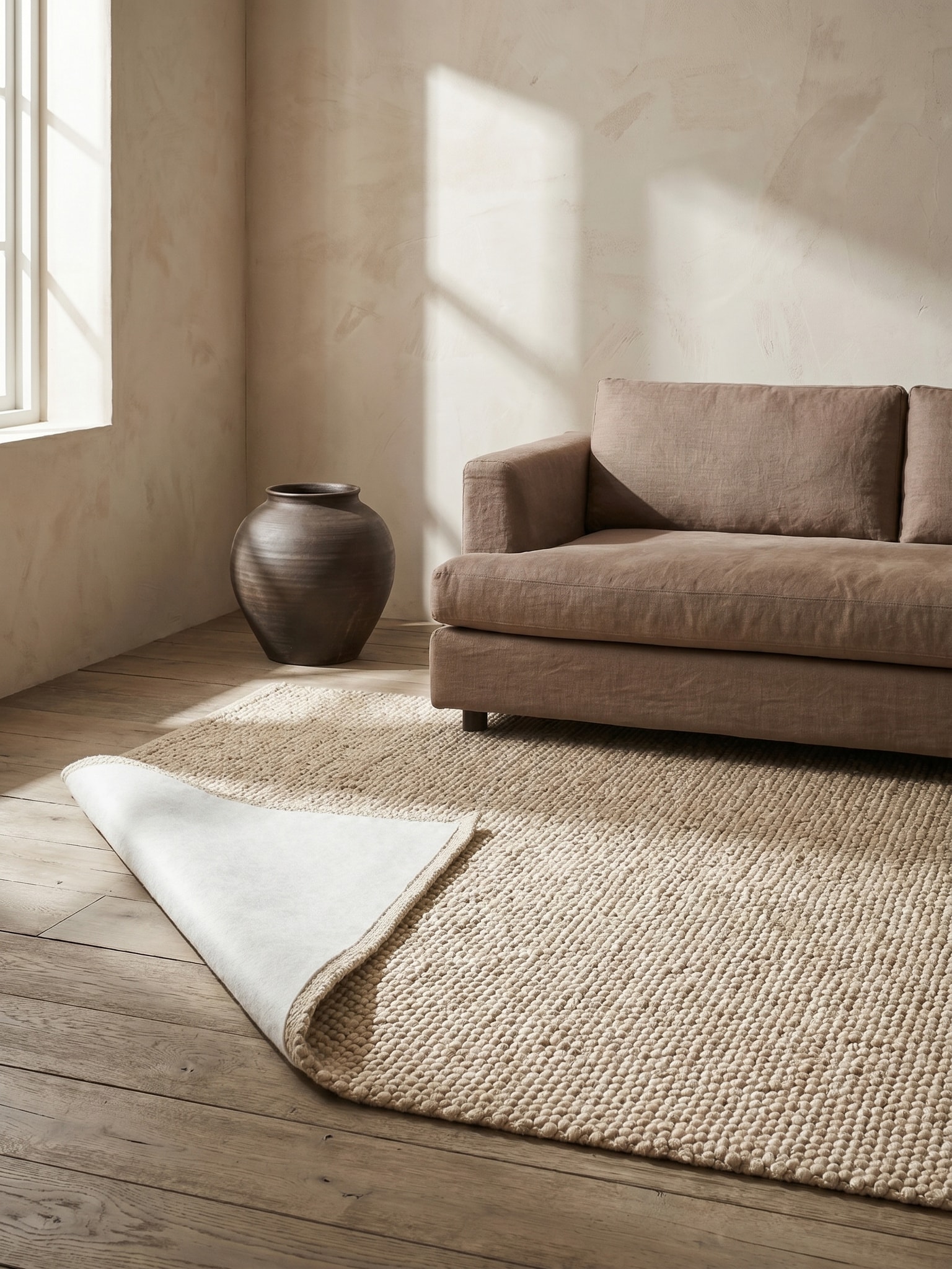 Teppich uni Wei&szlig; 180 x 270 cm - ANTI-RUTSCH-UNTERLAGE | Kadima Design 