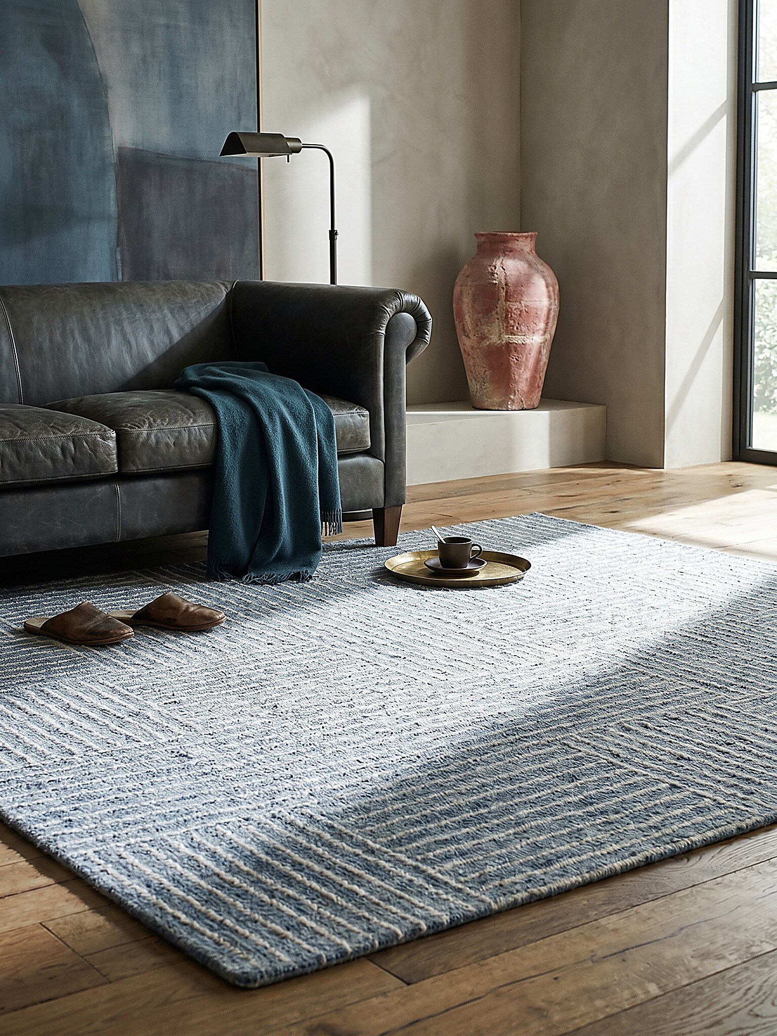 Wollteppich kariert Blau 200 x 290 cm - LEA | Kadima Design 