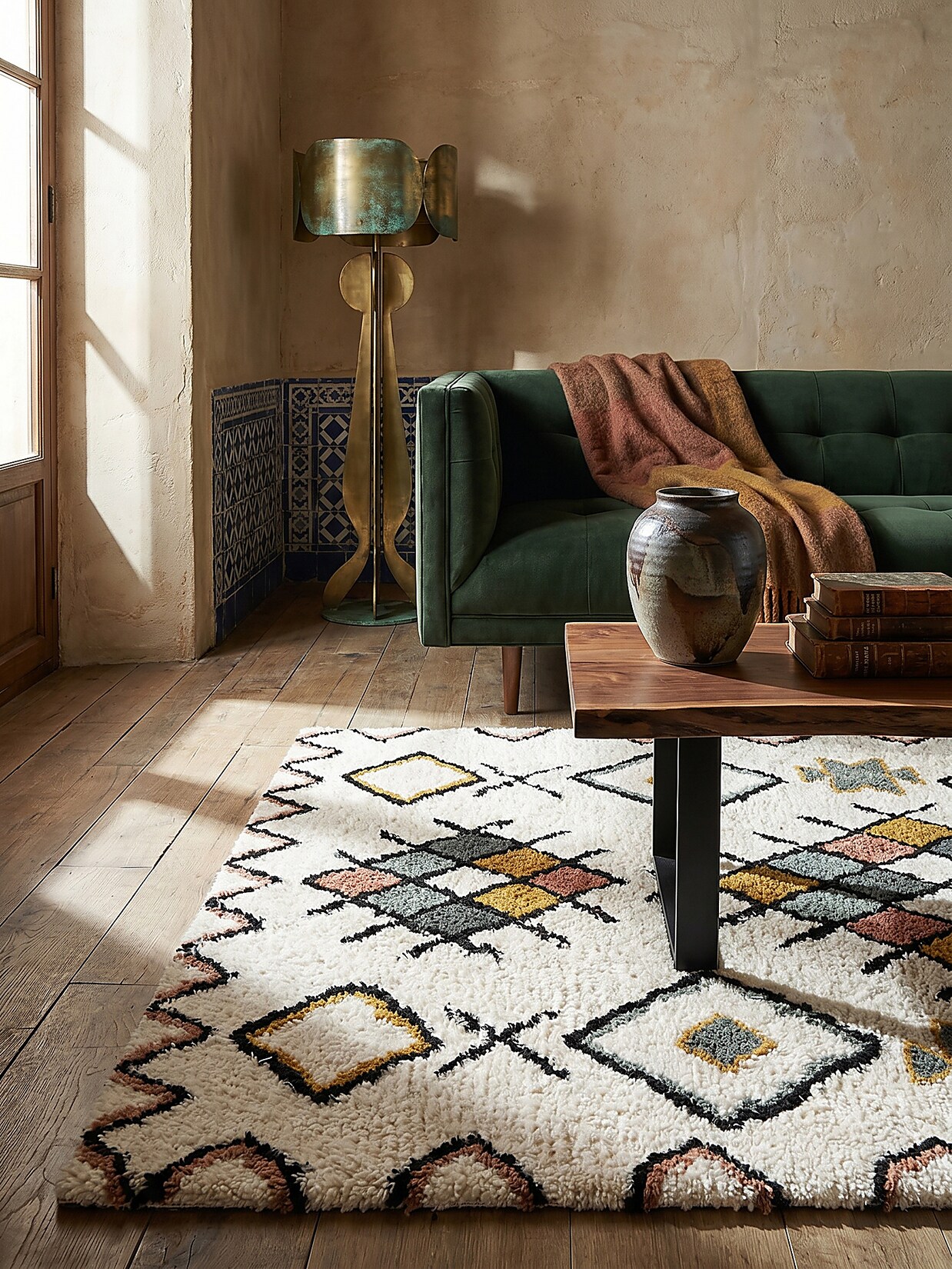 Wollteppich Rauten Bunt 200 x 290 cm - BRUE Kadima Design