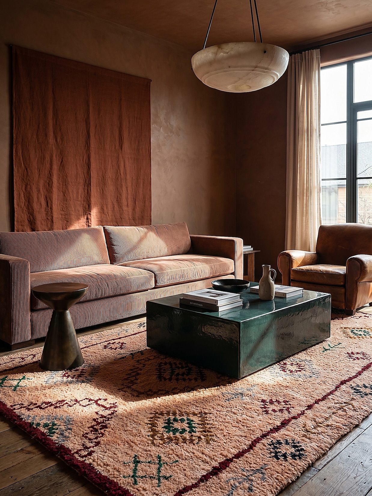 Wollteppich Rauten Pfirsich 160 x 230 cm - BRUE Kadima Design