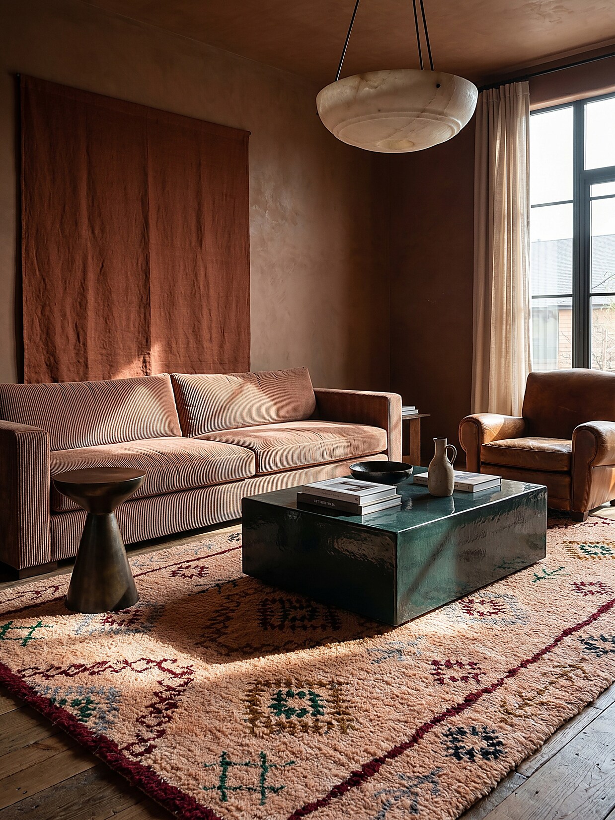 Wollteppich Rauten Pfirsich 200 x 290 cm - BRUE Kadima Design