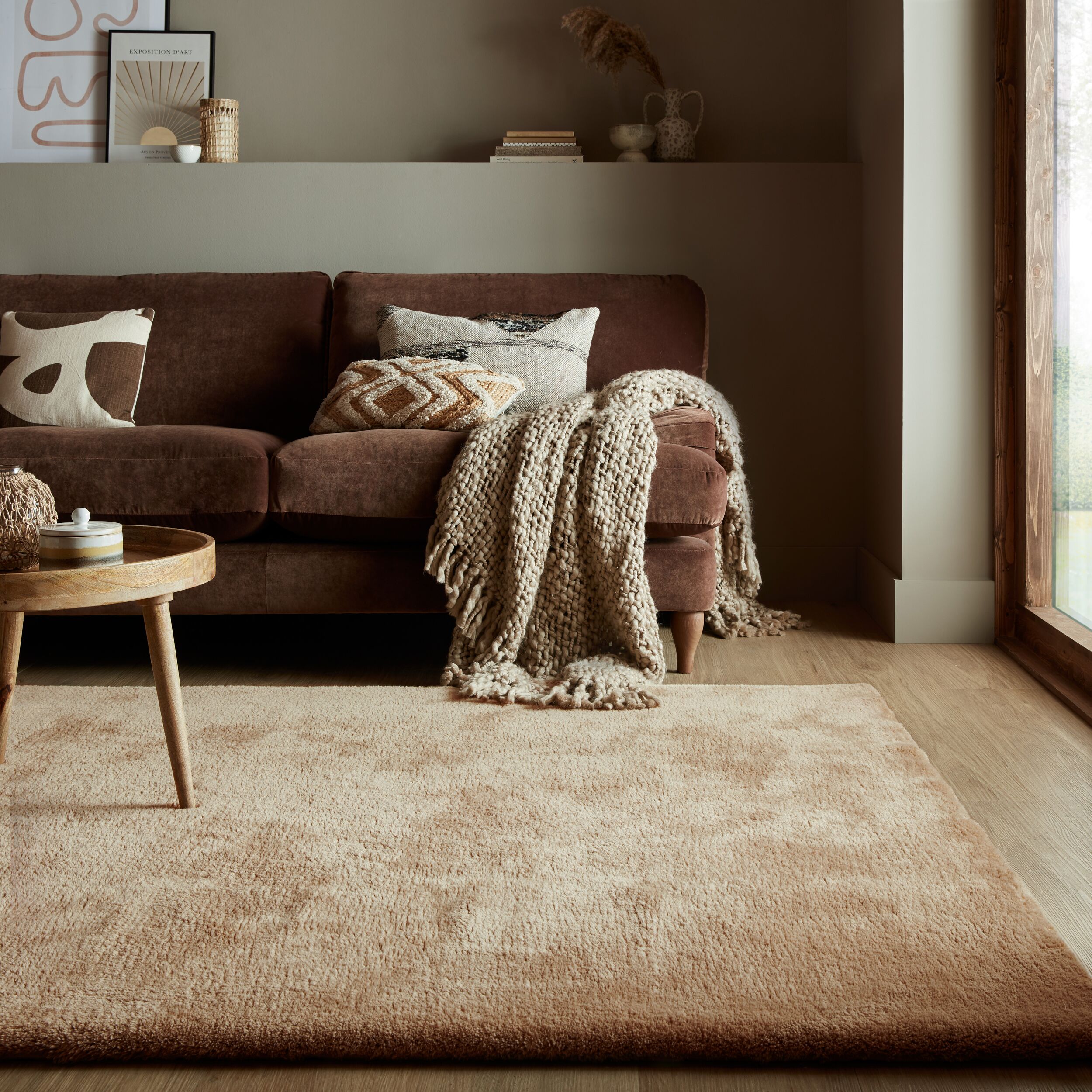 Teppich uni Mokka 160 x 230 cm - LUNE | Kadima Design 