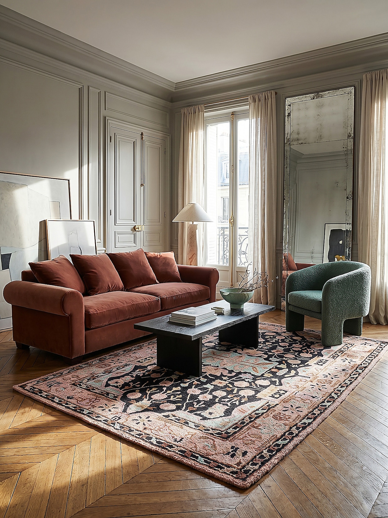 Wollteppich Orient Rosa-Schwarz 160 x 230 cm - SOAR Kadima Design
