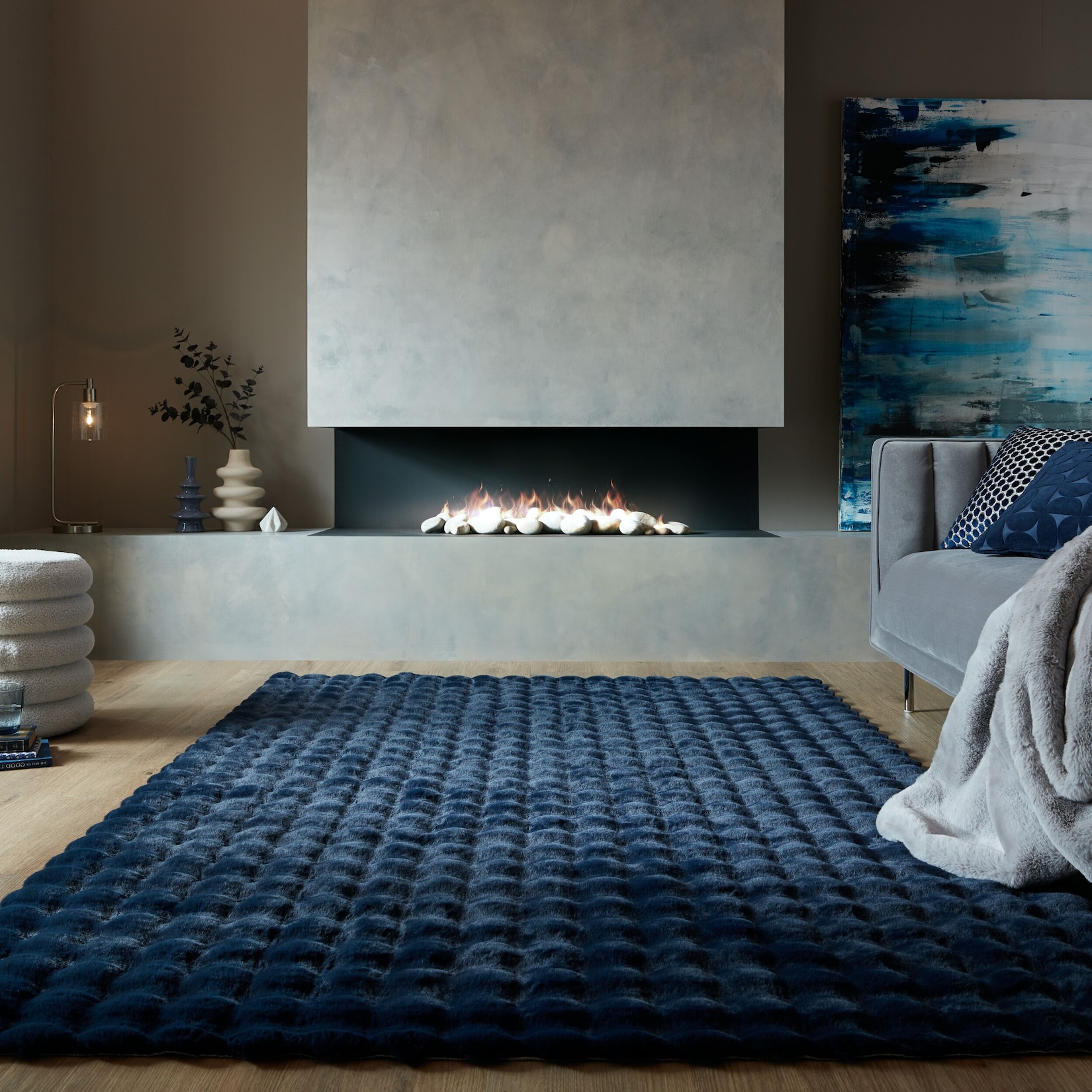 Teppich uni Blau 180 x 290 cm - LUNE Kadima Design